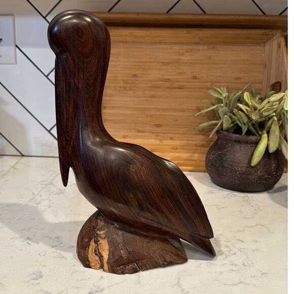 Vintage Carved Ironwood Pelican Bird 12” Figurine made in Mexico rustic cabin - Picture 3 of 8